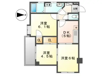 三鈴ハイム(3DK/2階)の間取り写真