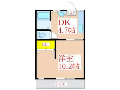 キャピタルハイツ(1DK/1階)の間取り写真