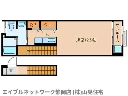 サンライズ(ワンルーム/2階)の間取り写真
