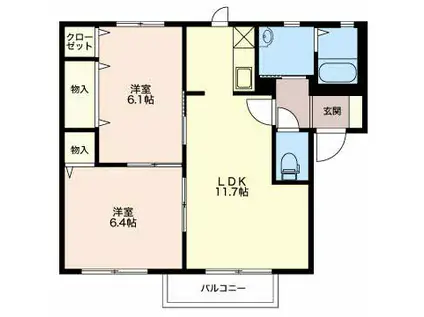 コスモコートサンコウ 202(2LDK/2階)の間取り写真