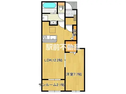 リヴァーサイド・フィオーレII(1LDK/1階)の間取り写真