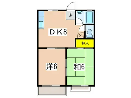 弘栄ハイム(2DK/1階)の間取り写真