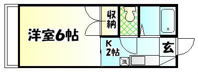 ハイツ伊奈(1K/2階)の間取り写真