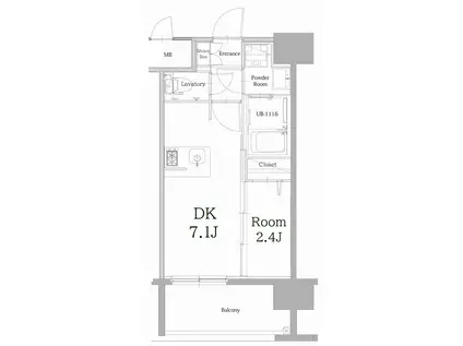 エンクレスト天神LINK(1DK/8階)の間取り写真