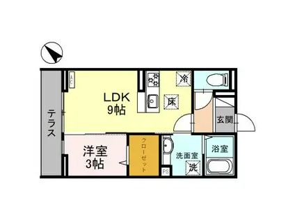 D-RESIDENCE東田町(1LDK/1階)の間取り写真