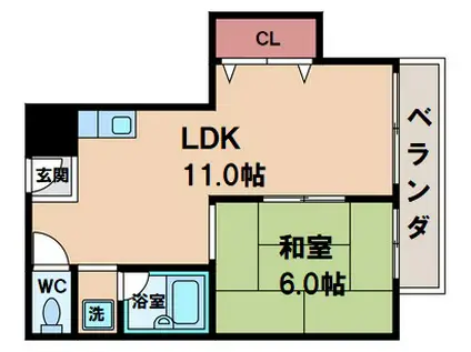 岸田ハイツ(1LDK/4階)の間取り写真