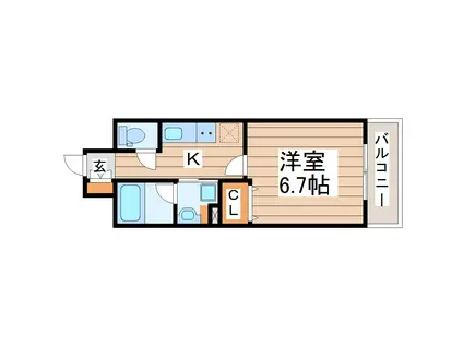 ライブカーサ仙台長町(1K/4階)の間取り写真