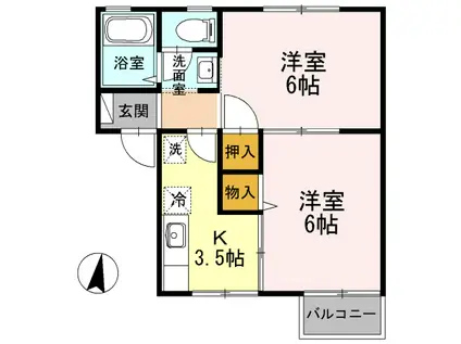 コンフォールコート(2K/2階)の間取り写真