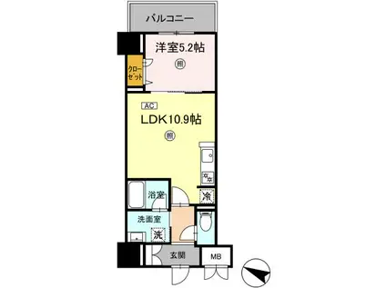 クレアティオMGH(1LDK/9階)の間取り写真