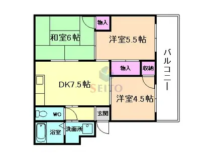 グローパレスII(3DK/3階)の間取り写真