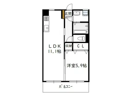 ユーミーLIFEII(1LDK/2階)の間取り写真