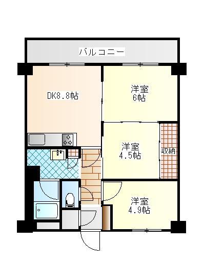 コープ野村万代(3DK/12階)の間取り写真