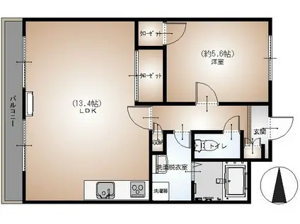 セレスティアル新居浜(1LDK/6階)の間取り写真