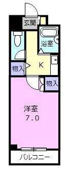 シティガーデン新通(ワンルーム/7階)の間取り写真