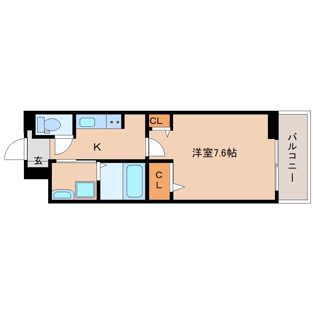 なでしこ(1K/1階)の間取り写真