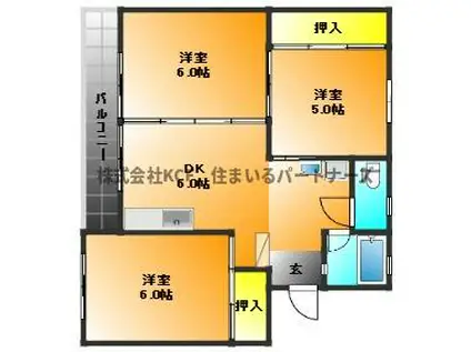グレースタカツキ(3DK/4階)の間取り写真