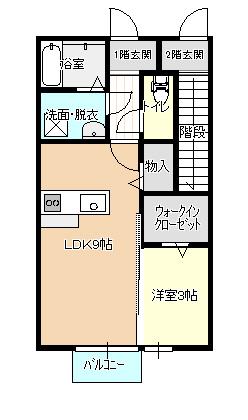 グランディオ本陣前 B棟(1LDK/1階)の間取り写真