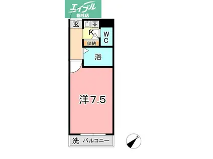 シティ倉敷 II(1K/1階)の間取り写真