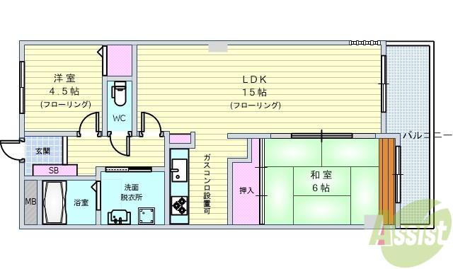 リブレ待兼山(2LDK/1階)の間取り写真