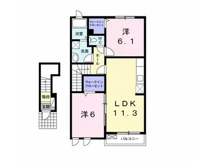 サンリットヴィラ(2LDK/2階)の間取り写真