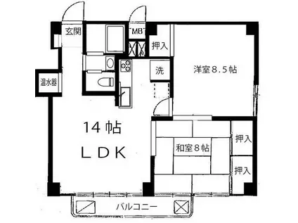 ヴェラハイツ赤坂新坂町(2LDK/2階)の間取り写真