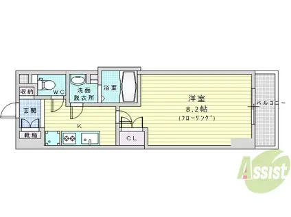 ミュプレ江坂(1K/5階)の間取り写真