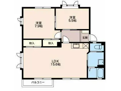 フレグランス日詰 C棟(2LDK/1階)の間取り写真