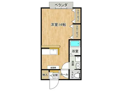 セレスノーブルII(ワンルーム/2階)の間取り写真