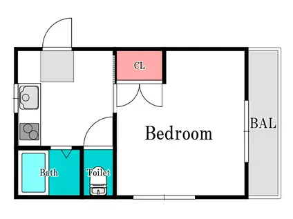 リトルハイム旭(1K/2階)の間取り写真