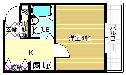 リバティーコート(1K/3階)の間取り写真