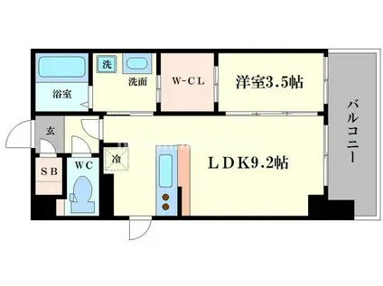 アスヴェル阿波座ブルーアース(1LDK/11階)の間取り写真