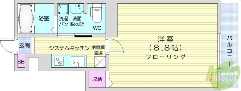 CASA FELIZ(1K/1階)の間取り写真