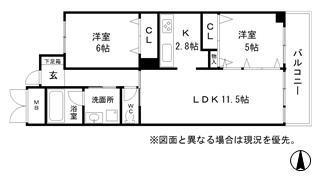 ブルー・エス(2LDK/9階)の間取り写真