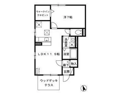 リビングタウン長久保(1LDK/1階)の間取り写真