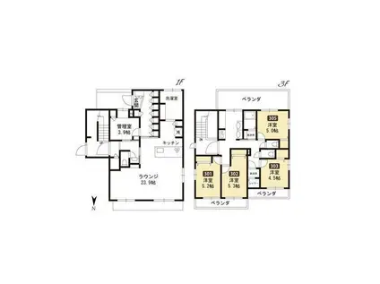 ハイツ下代田(1K/3階)の間取り写真