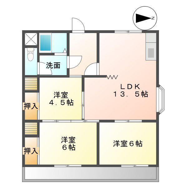 ガーデンヒルズ1号館(3LDK/1階)の間取り写真