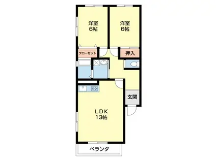 城山MC2006(2LDK/3階)の間取り写真