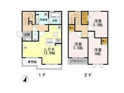 アヴァンセ松栄(3LDK/1階)の間取り写真