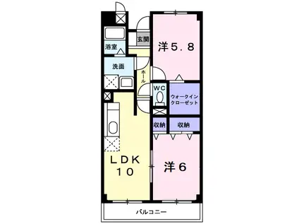 フリュイティア1(2LDK/1階)の間取り写真