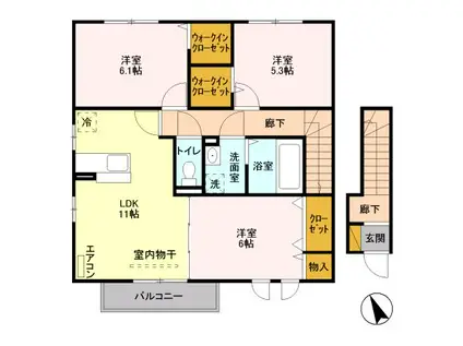 レジデンス II(3LDK/2階)の間取り写真