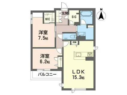 ラ・ルーム厚木町(2LDK/2階)の間取り写真