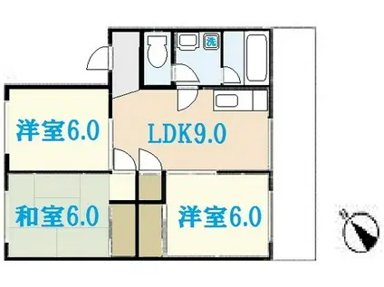 カルチェ川内(3LDK/1階)の間取り写真