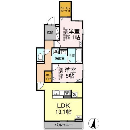 カサブランカ(2LDK/2階)の間取り写真