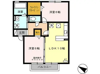 ボルゴマーレA棟(2LDK/1階)の間取り写真