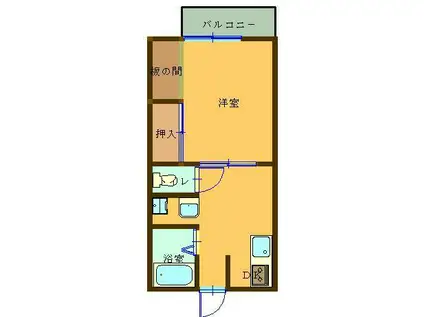 ハイツ城下(1DK/2階)の間取り写真