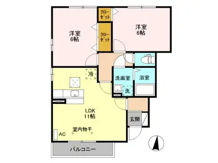 ライネスハイムA(2LDK/1階)の間取り写真