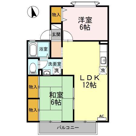 リバーサイド森町II(2LDK/2階)の間取り写真