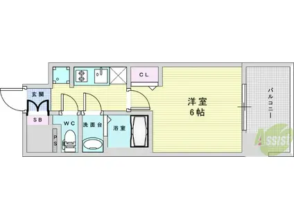 アドバンス大阪ビヤン(1K/6階)の間取り写真