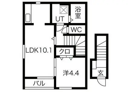 クレスト桜町(1LDK/2階)の間取り写真
