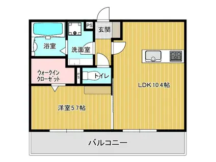 パークヴィラ下南部II棟(1LDK/2階)の間取り写真